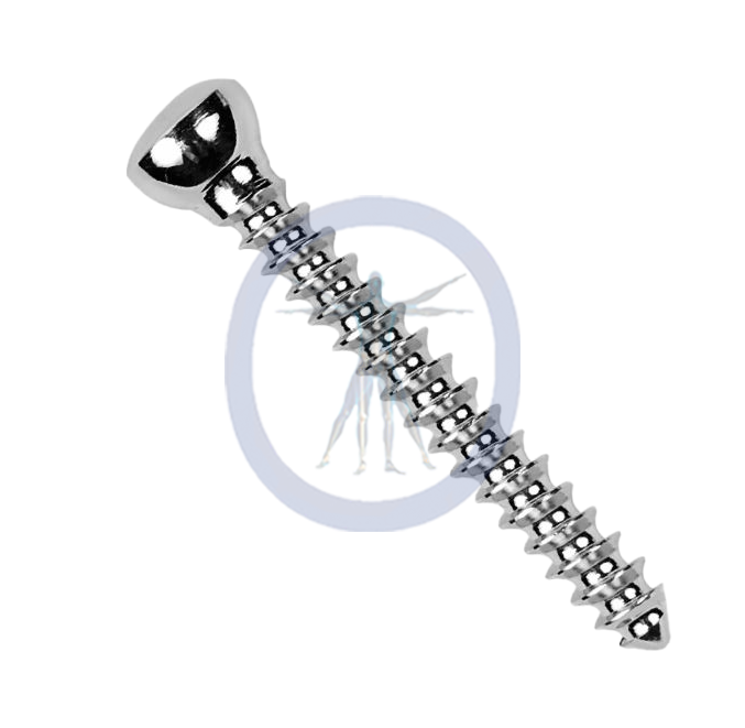 A metal screw with a small hole in it.
