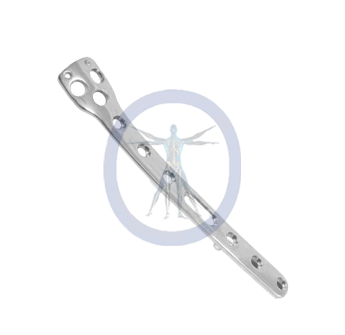 A metal device with holes in it is shown.