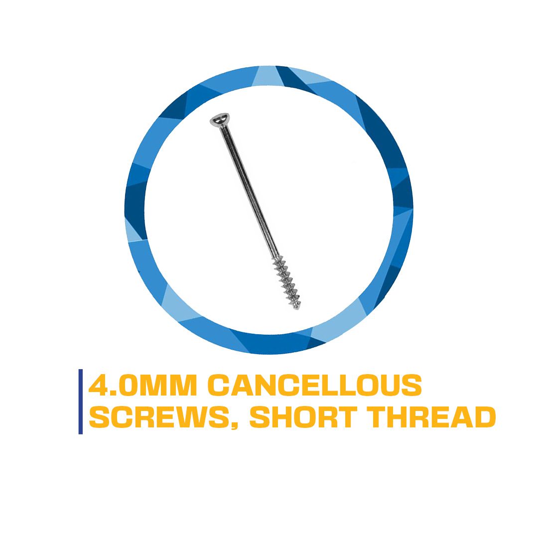 4.0mm cancellous screw, short thread.