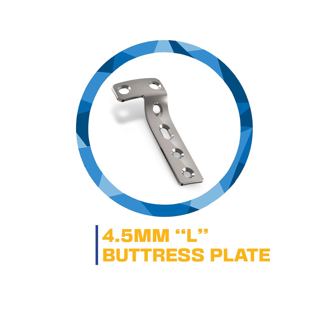 4.5mm L-shaped buttress plate.