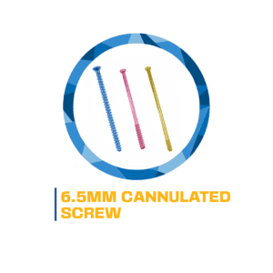 6.5mm cannulated screws, blue, pink, gold.