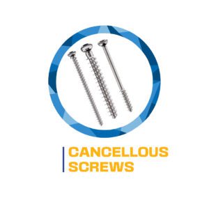 Three cancellous screws, various sizes.