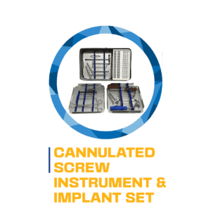 Cannulated screw instrument and implant set.