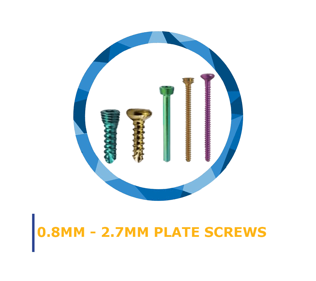 Various colored plate screws on display.